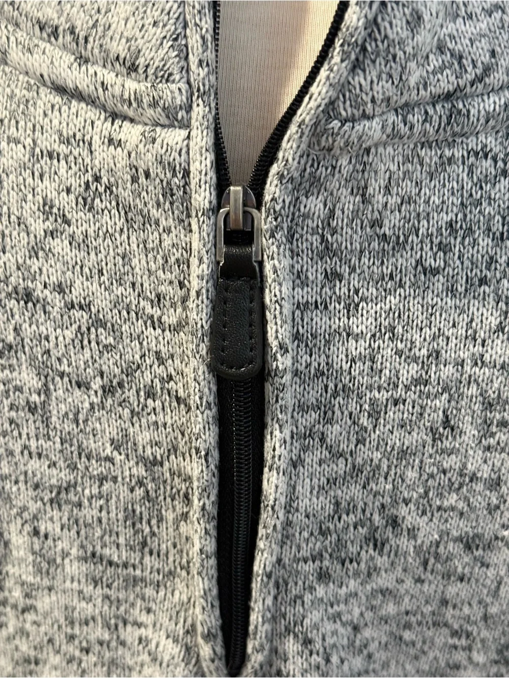 Tsla Men's Grey Quarter-Zip Knit Pullover Sweater, Large